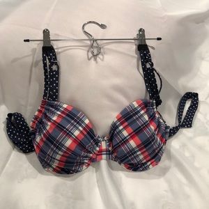 Venus plaid tie back bikini top